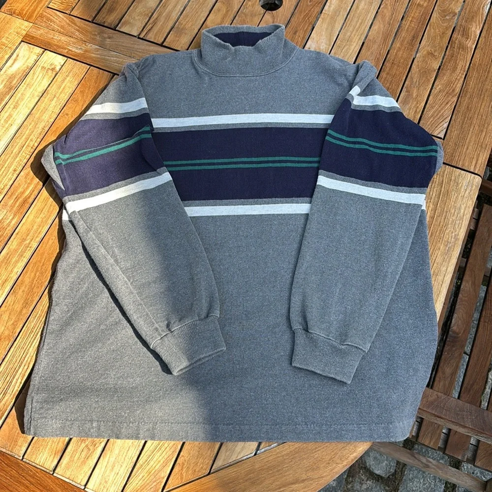 Gorgeous Vintage L.L. Bean Gray 100% Cotton Turtleneck Sweater, size XL - Picture 1 of 6